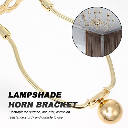 minkissy 6 Inch Detachable Lamp Shade Harp Holder 2 Pcs Lamp Harp Holder DIY Lighting Accessories Horn Frame Lampshade Bracket for Table Floor Light Fitting Golden - Image 2