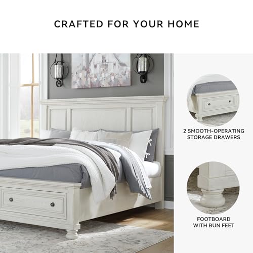 Image of Signature Design by Ashley King Panel Storage Bed, Antique White