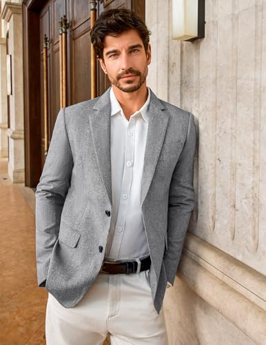 Vssjavun Mens Sport Coats Casual Blazer Two Button Lightweight Business Suit Jacket4