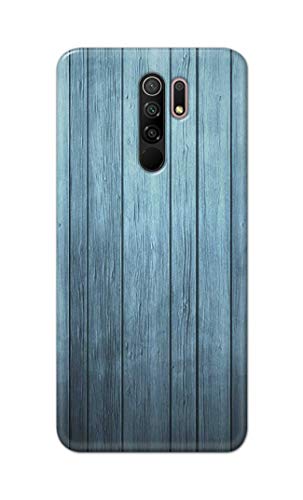Image of Printed Hard Back Cover Case for Mi Redmi 9 Prime Back Cover (Wooden Blue) -702