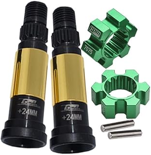 Front Or Rear Harden Steel #45 CVD Joint (+24mm) + Aluminum 7075-T6 Wheel Hex Hubs for 1:5 Traxxas X Maxx 8S Monster Truck Upgrades - Green