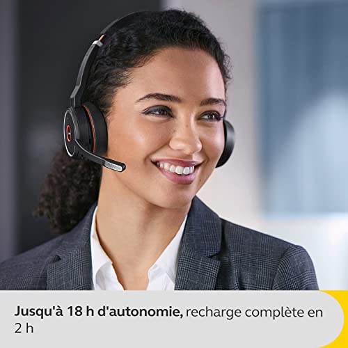 Jabra Evolve 75 SE UC Stereo Micro casque sur oreille Bluetooth sans fil Suppresseur de bruit actif USB certifié Zoom pour LINK MS - vue 6
