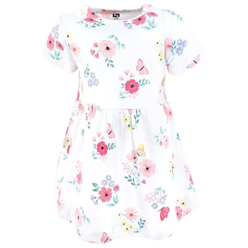 Image of Hudson Baby Girls Cotton Dresses, Butterfly Floral, 18-24 Months