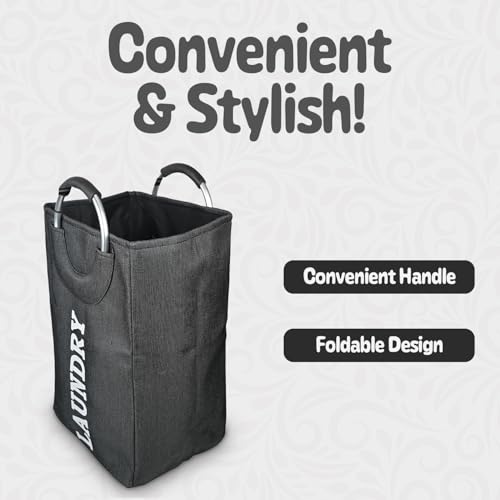 Image of KYLO Efficient Laundry Bag| No Fuss Laundry Bag| Superior Steel Handles| Rubber Covering to Support Fingers| Multiple Colors - Goes Well With The Decor - 82 L, Black