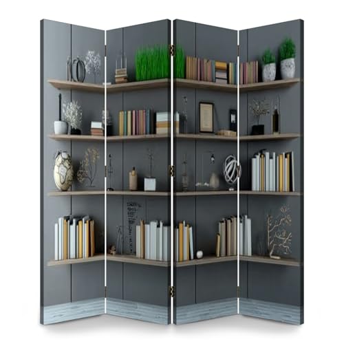 4 Panels Folding Screen Room Divider Bookshelf Bookworm Furniture idea