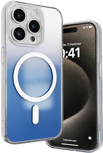 Image of Vaku Luxos TPU Maven Magpro Back Cover Case For iPhone 15 Pro Max Scratch Resistant Slim Fit Protective Design Military-Grade Protection Compatible With Mag-Safe Wireless Charging-Blue
