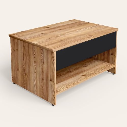 Image of Interio by Godrej Jaxon Compact Lift-Top Coffee Table with Hidden Storage, 1-Year Warranty, Remini Walnut