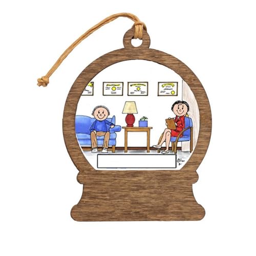 PrintedPerfection.com Personalized Therapist, Psychologist - Female Wooden Snow Globe Shaped Christmas Ornament
