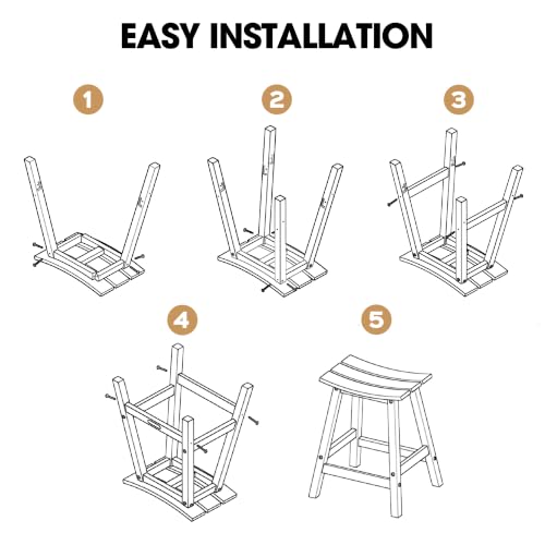 Image of Ciokea 4 Set 24 inch Outdoor Bar Stools Heavy Duty HDPE Counter Height Bar Stools Weatherproof Patio Seats Modern Waterproof BarStools for Bar Deck Balcony Counter Yard, White and Navy Blue