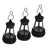 Toyvian 3 Stück Solar Laternen Hängend Gartenlampen mit Automatischem Lichtsensor Wetterfeste Vintage Solarleuchten für Außenbereich Dekorative LED Beleuchtung für Terrasse