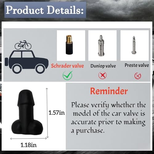 Glow-in-The-Dark Valve Stem Caps – 4-Pack Funny Wheel Accessories, Airtight, Rustproof, Dustproof & Waterproof Caps for Cars, Bikes, Trucks, Motorcycles – Universal Fit（Black）