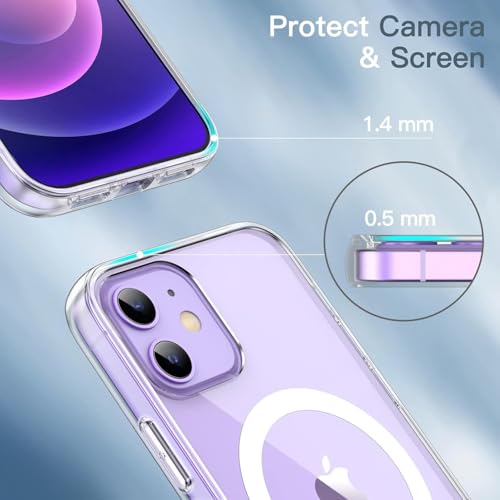 Image of JGD Magnetic Case for iPhone 12 Pro Compatible with MagSafe, Shockproof Phone Bumper Cover, Anti-Scratch Clear Back (Clear)
