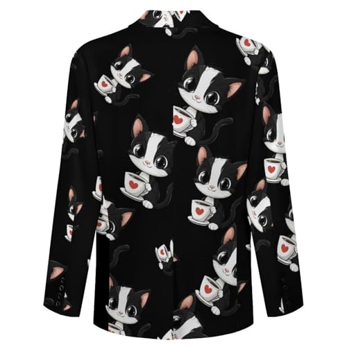 Cat Coffee Men's Blazer Printed Button Suit Jacket Slim Sport Coat Blazers4