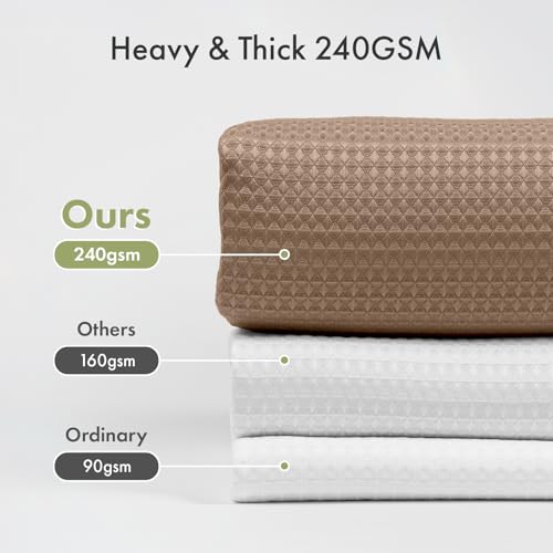 Image of AmazerBath Waffle Shower Curtain Small, Stall Shower Curtain Tan, Taupe Shower Curtain Fabric, Hotel Quality Bathroom Shower Curtains, Heavy Duty, 36 x 72 Inches