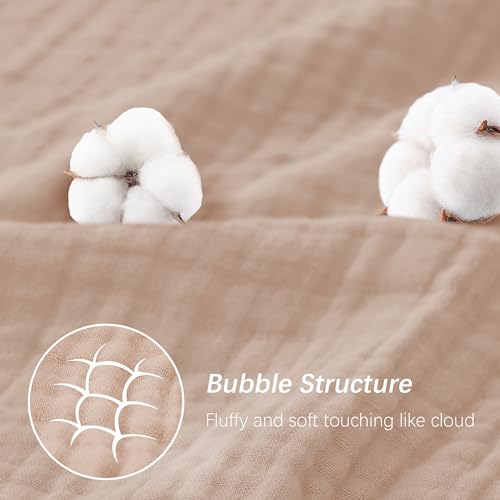Image of SWEET DOLPHIN Muslin Hooded Baby Bath Towels - 2 Pack 100% Cotton Towel for Babies, Infants, Toddlers - 32x32Inch - Highly Absorbent and Newborn Essential, Brown