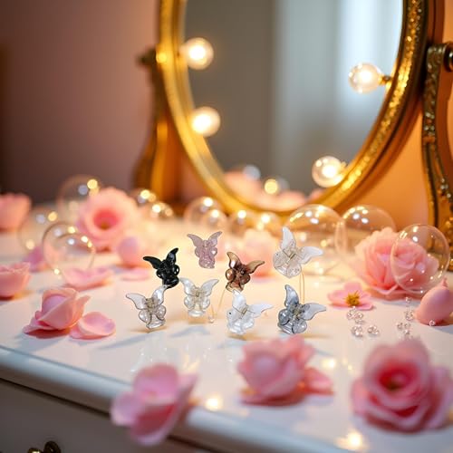 6 Piezas Mini Pinzas de Mariposa Transparentes para Cabello miniatura 3