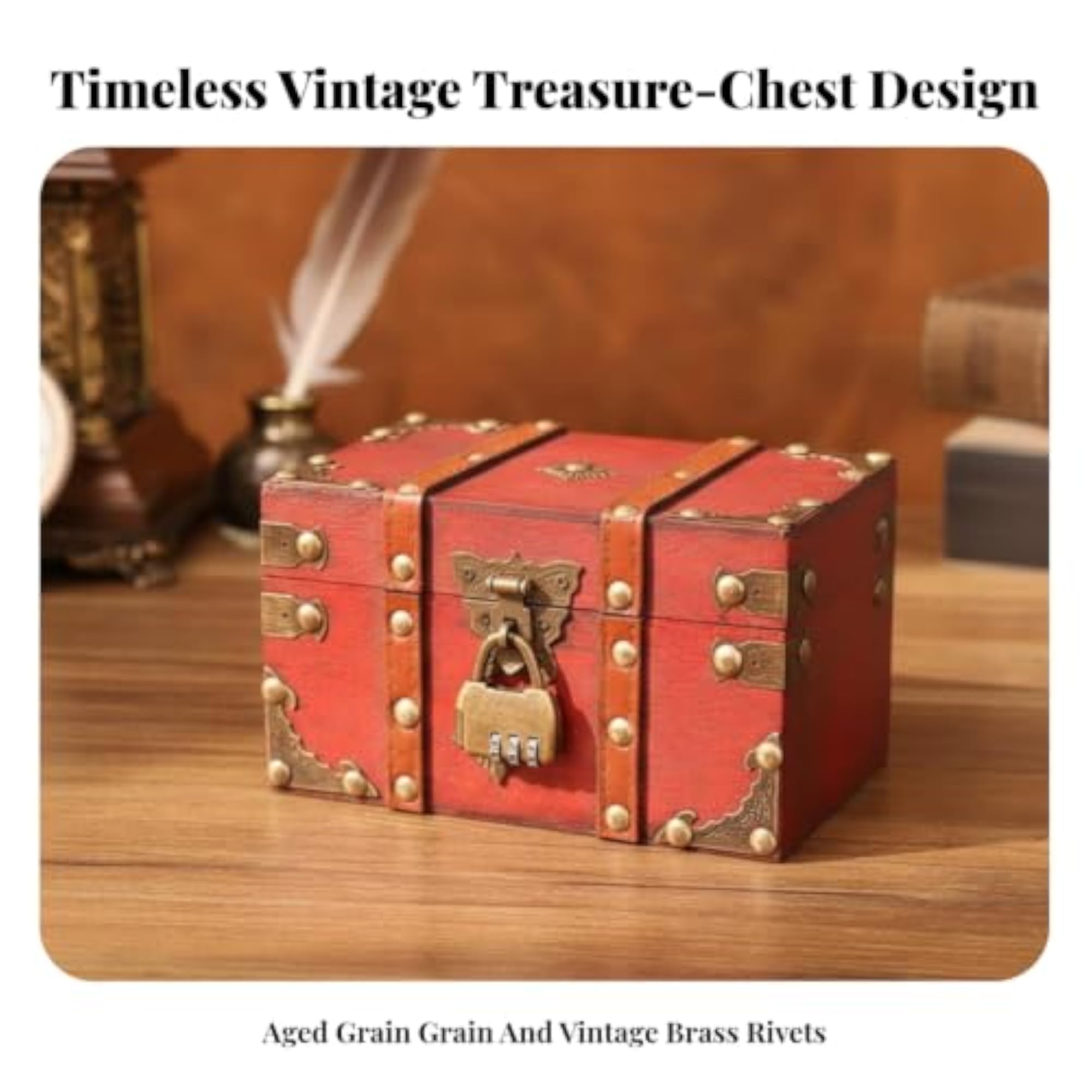 Rustic Wooden Storage Box with Hinged Lid, Gift Giving