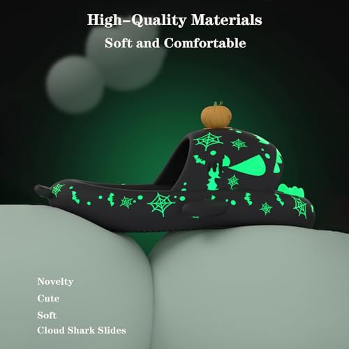 Jfxgjuv Luminous Christmas Shark Slippers - Glow in the Dark, Spooky 3D Cartoon Open Toe Slides3