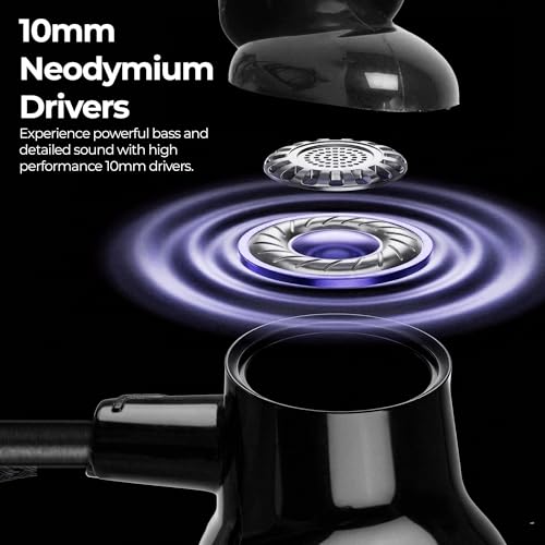 Image of Zebronics Wired in-Ear Earphones, 10mm Neodymium Drivers, Magnetic Earbuds, in-line Mic, Gold Plated 3.5mm Jack, Soft Silicon Cable 1.2m (Buds 60, Black)
