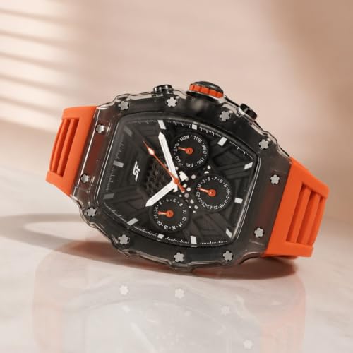 Image of SF Maiden Voyage Sport Watch Quartz Analog with Black Dial Orange Silicon Strap Watch for Men - 77178PP01W