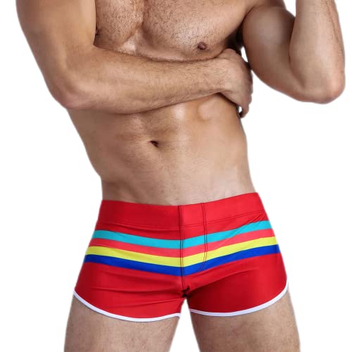 UXH Men's Strip Swimwear Trunks Brand Beach Short Pants Male Siult