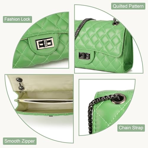 Image of Gladdon Quilted Crossbody Purse for Women Trendy Shoulder Bags | Stylish Shoulder Purse,Quilted Pattern,Structured bag,Chain Strap,Spacious Enough,Casual and Dressy Outfits,Any Occasion