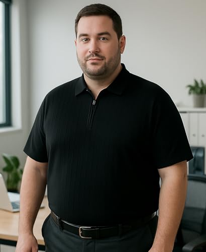 Alix & Belle Men's Big & Tall Knit Polo Zipper Shirts-Breathable Business Casual Short Sleeve- 2XL to 4XL3