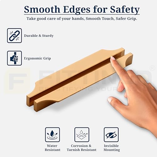 Image of Goldcrest 20cm Handle for Wardrobe & Cabinet /Cupboard Handle /Wardrobe Handle /160mm Hole to Hole (PVD Rose Gold) Pack of 1 - Left Side Handle-| 3 Years Warranty |