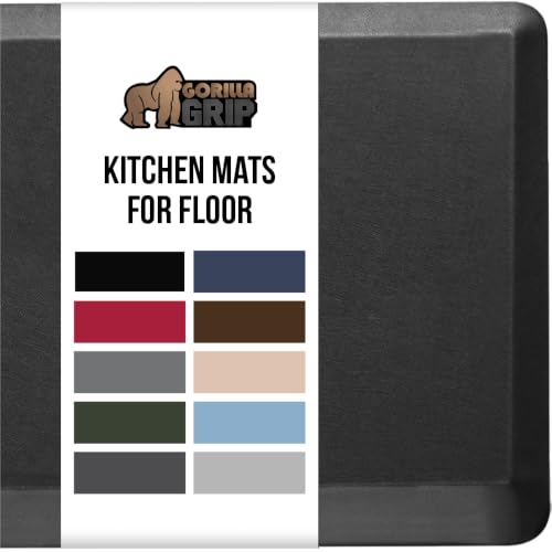 Image of GORILLA GRIP Cushioned Antifatigue Kitchen Mat for Floor, 70x24, Black