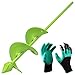 [Upgrade Version]BLIKA Auger Drill Bit, Garden Plant Flower Bulb Auger 3" x 16" Rapid Planter with Garden Genie Gloves, Earth Auger Bit, Non-Slip Hex Drive fits Any 3/8-inch Drill