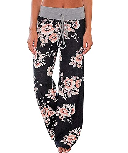 Image of NEWCOSPLAY Women's Comfy Pajama Pants Casual Drawstring Palazzo Lounge Wide Leg Pants
