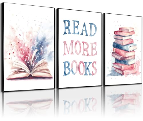 Image of Frimeeme Read More Books Canvas Wall Art, Set of 3, 12x16 Inch