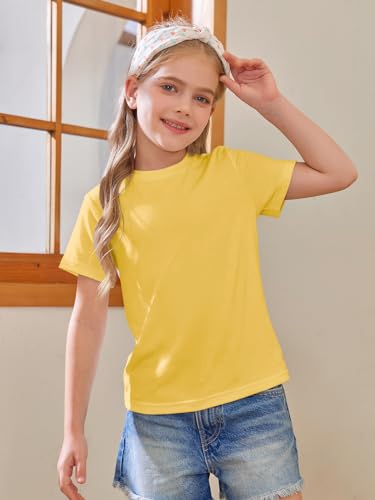Image of Girls Short Sleeve T Shirts Kids Summer Tops Crewneck Tees 5-14 Years