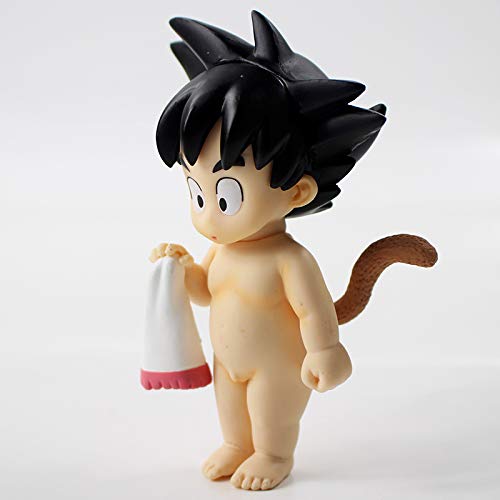 3.94 Inch Anime Dbz Son Goku Childhood With Bath Towel Pvc Action Figure Cartoon Kawaii Mini Model Toy Kids Gift Brinquedos #TOP3