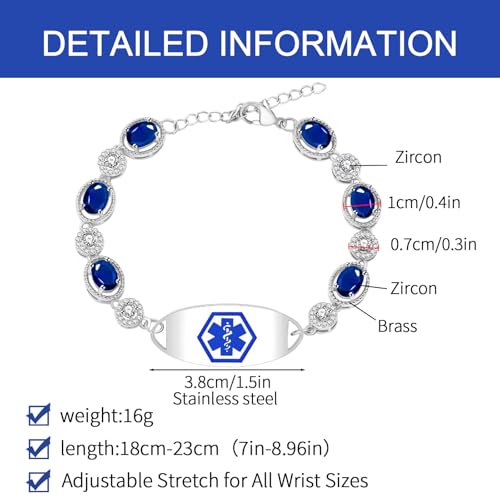 Personalized Medical Alert Bracelets for Women,Customized Medical Bracelet for Woman,Engarved Medic Id bracelets,Diabetic Bracelet Type 2,Epilepsy Allergy bracelets for Women4