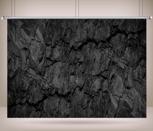 Fondo Fotográfico Tela 7x5ft Negro Piedra Cueva miniatura 4