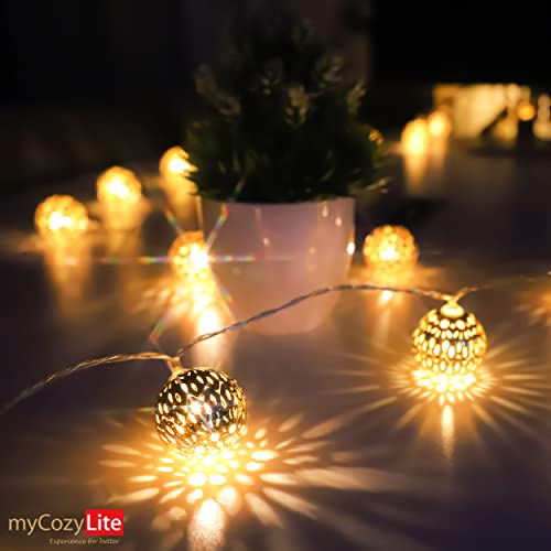 Moroccan String Lights Gold Plug In 20 Led Globe String Lights For Wedding Party, Home Decor, Classroom, Birthday, Christmas, Indoor Outdoor, Metal Orbs, 8 Functions, Timer, Connectable, 10 Ft #TOP7