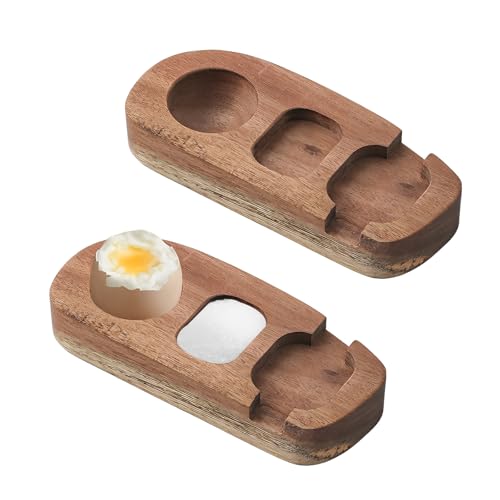 Qixuer Lot de 2 coquetiers en bois de qualité supérieure 15,3 x 6,5 x 2,5 cm