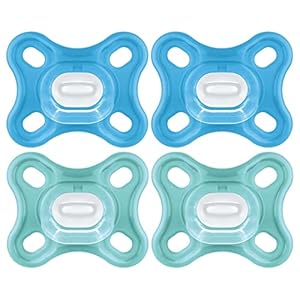 MAM Comfort Baby Pacifiers, Lightweight One-Piece Full Silicone Binky for Newborns 0-3 Months, BPA-Free Nipple, Easy to Clean Pacifier, Best for Breastfed Babies, with Sterilizer Case, 4 Count Binkies