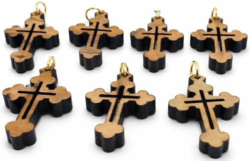 Pendentif en bois d'olivier de Terre Sainte sculpté main - Lot de 10