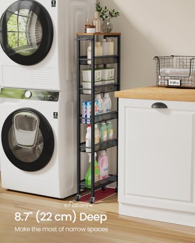 Image of VASAGLE 6-Tier Utility Rolling Laundry Cart, 17.9 x 5.9 x 51.7 inch