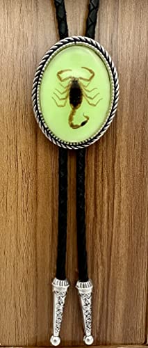 Amadw Native American White 3D Scorpion Animal Bolo Tie Rodeo Cowboy Leather Necktie Western Necklace For Men, Women, 1.89 Inch X 1.50 Inch #TOP4
