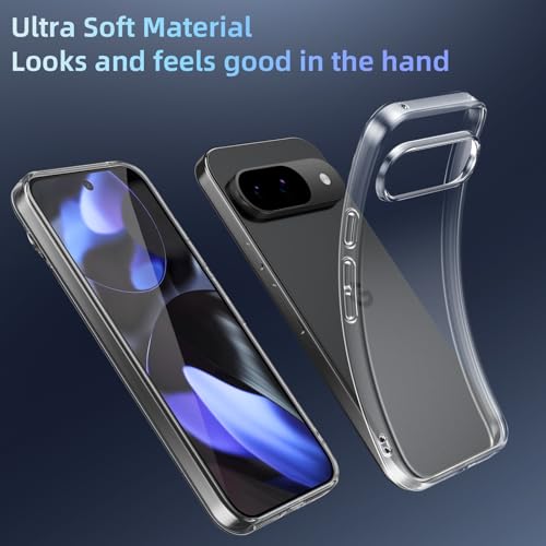 Image of X-level Clear Case for Google Pixel 9 / Pixel 9 Pro, Non-Yellowing Soft TPU Ultra-Thin Phone Cover, Anti-Slip Scratch Resistant, Slim Fit Silky Touch Shockproof Phone Cases for Pixel 9 Pro, Clear