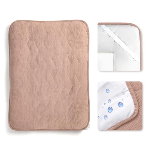 lulumoon Wickelauflagenbezug für Wickelauflage 50x70 cm: Musselin Baumwolle mit hoher Saugfähigkeit – Auslaufsichere Wasserdicht Rückseite – waschbarer Wickelauflage für Baby