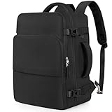 Hanples Travel Laptop Backpack for Men Women, Airplane Approved Travel Backpack Suitcase with USB Charging Port, Lightweight College Luggage 16 Inch Computer Bag for Business,Black