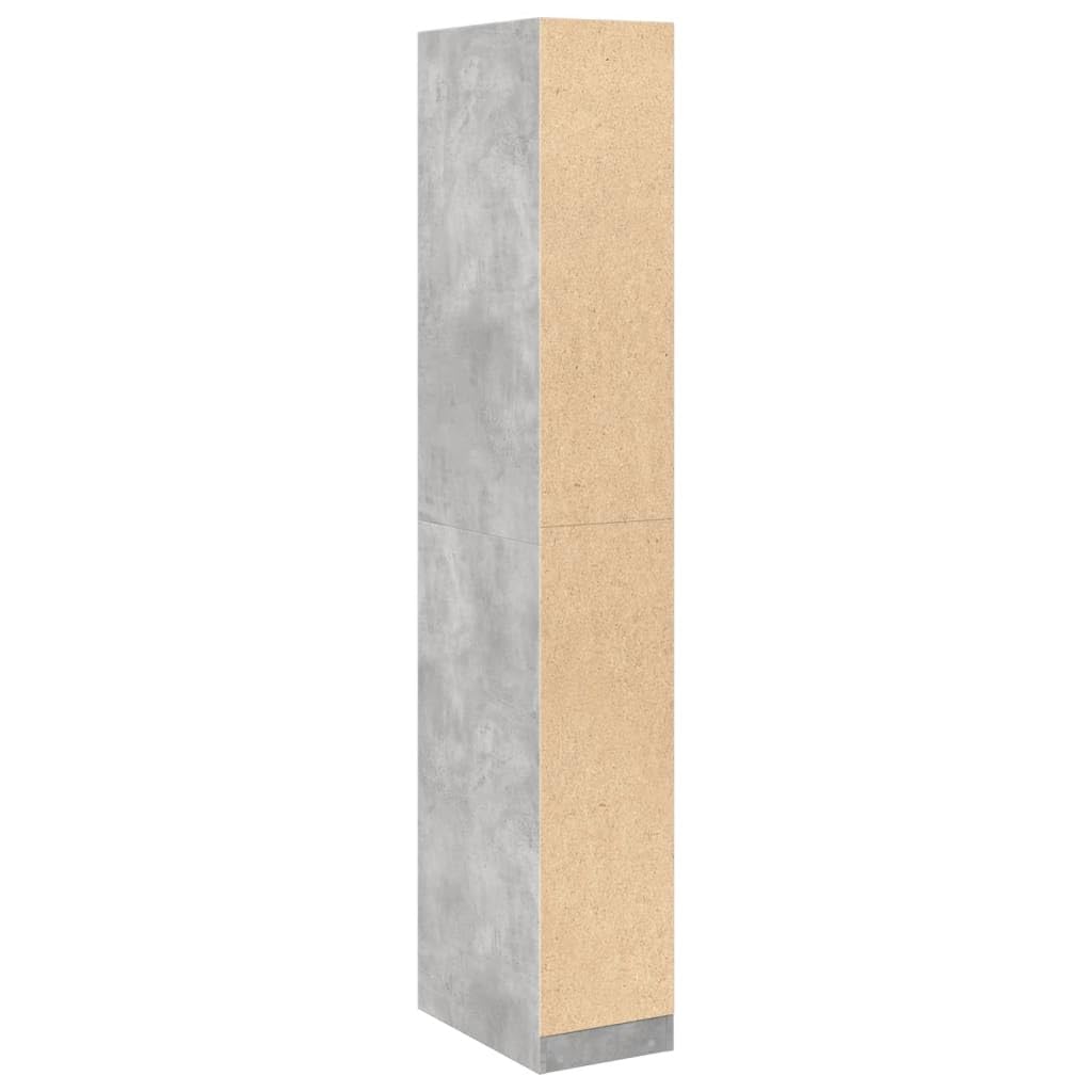 Szafa na ubrania, betonowa szara, 30 x 50 x 200 cm, materiał drewnopochodny z drzwiami przesuwnymi i 2 półkami, do sypialni, przedpokoju lub pokoju dziecięcego, oszczędzający miejsce system