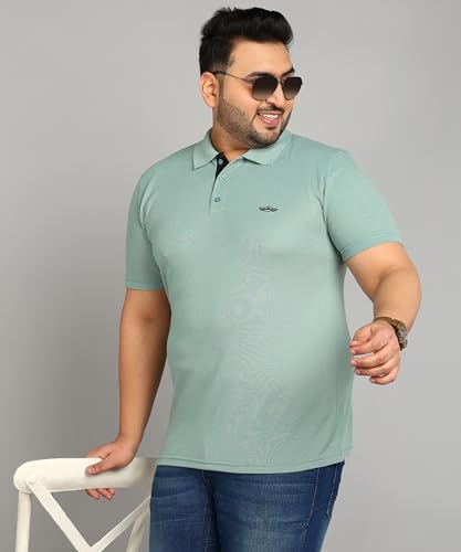 Image of INKKR Plus Size Men's Regular Fit Solid Polo Tshirt