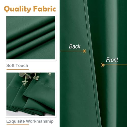 Image of Aiyufeng Ever Green Short Blackout Curtains for Bedroom 54 Inches Long 2 Panels Set, Solid Thermal Insulated, Energy Saving Window Treatment Curtains Blackout Drapes, W40 x L54 Inch, Ever Green