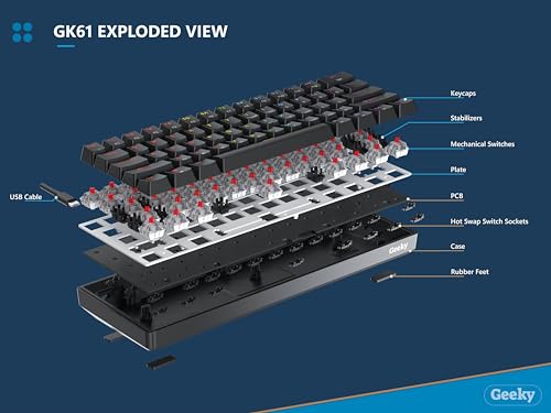 Teclado Gamer GK61 60% Hot Swap USB-C RGB miniatura 3