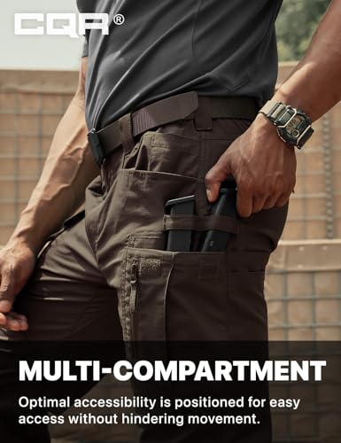 Image of CQR Men's Flex Stretch Tactical Pants, Water Resistant Ripstop Cargo Pants, Lightweight EDC Outdoor Work Hiking Pants